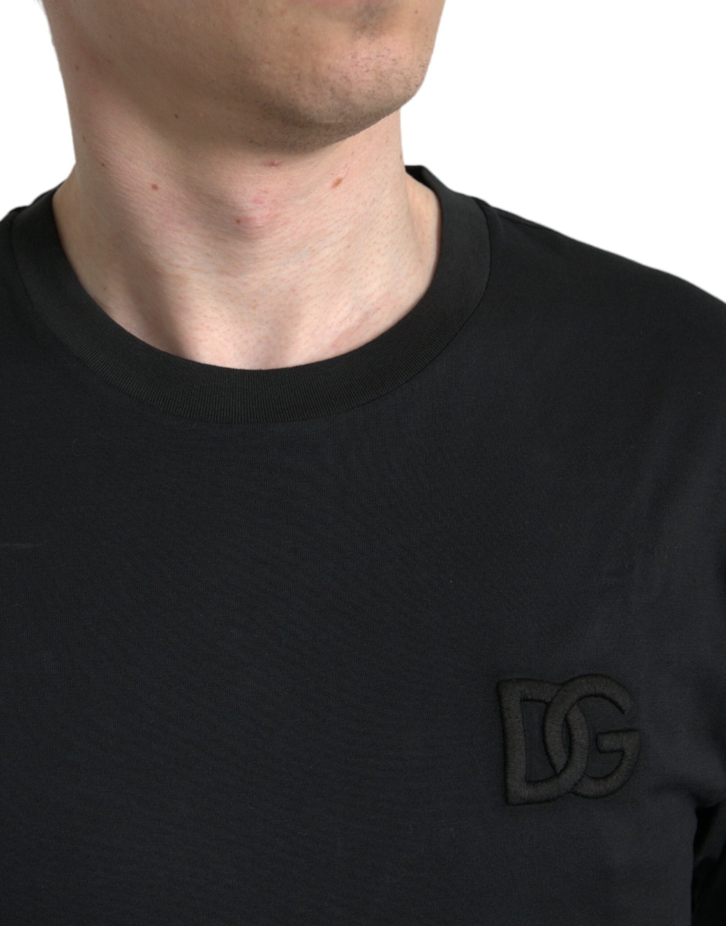 Dolce & Gabbana Black Cotton Short Sleeve Crew Neck T-shirt