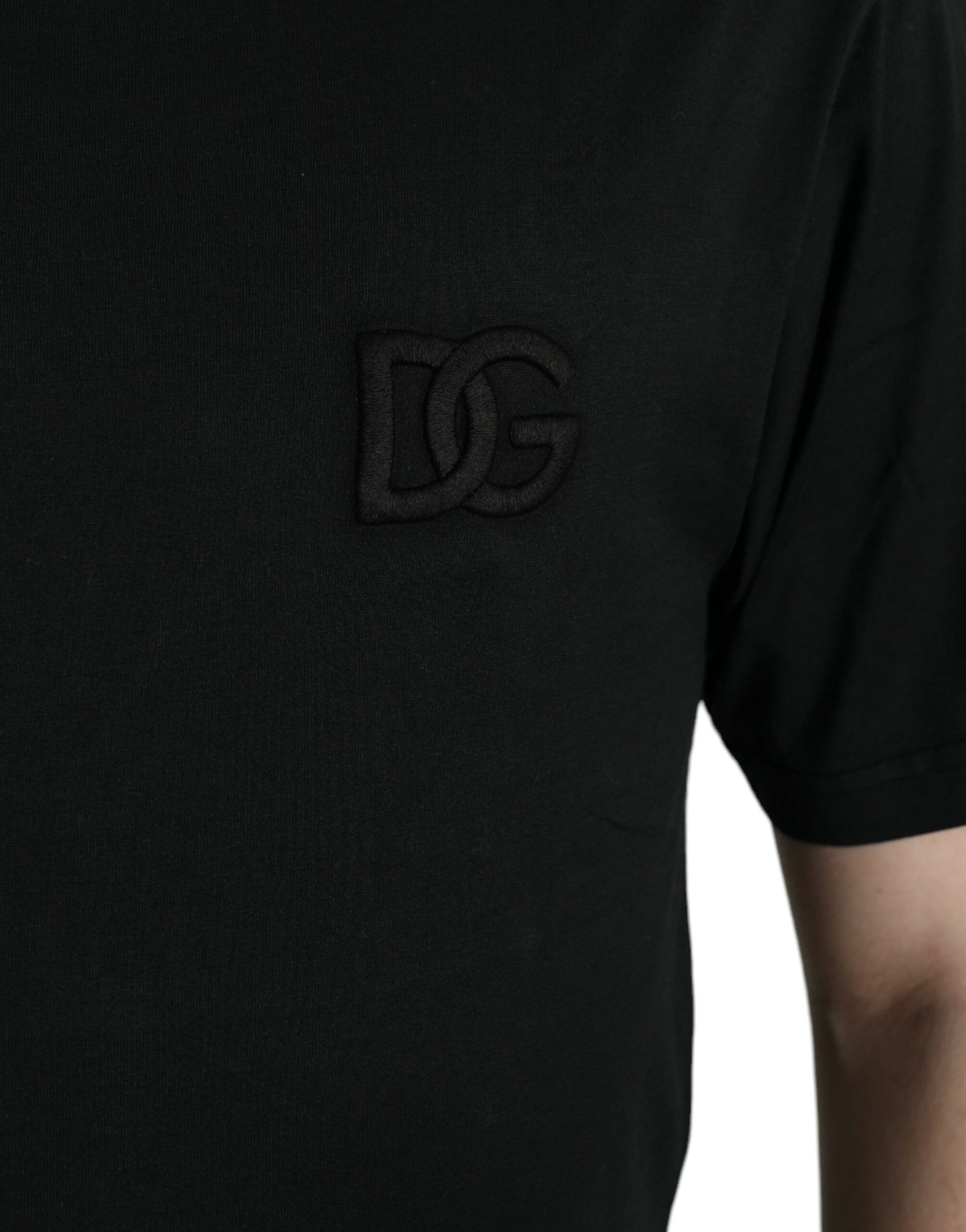 Dolce & Gabbana Black Cotton Short Sleeve Crew Neck T-shirt