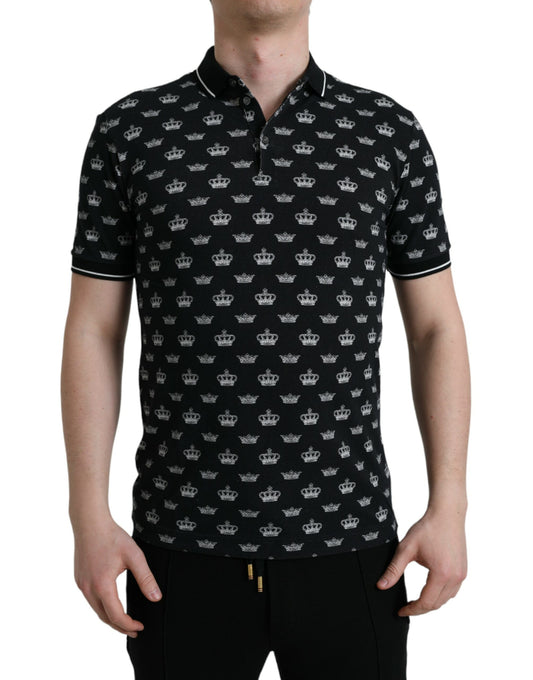 Dolce & Gabbana Black Crown Collared Short Sleeve T-shirt