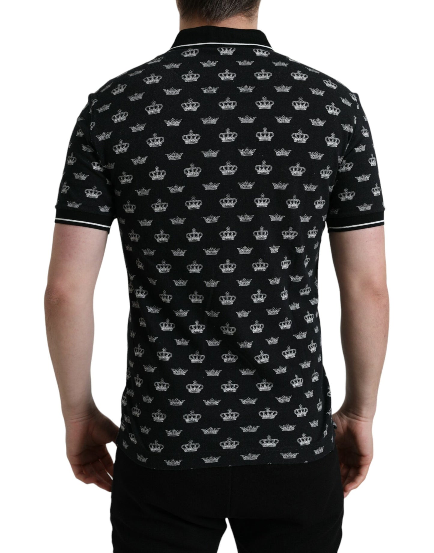 Dolce & Gabbana Black Crown Collared Short Sleeve T-shirt