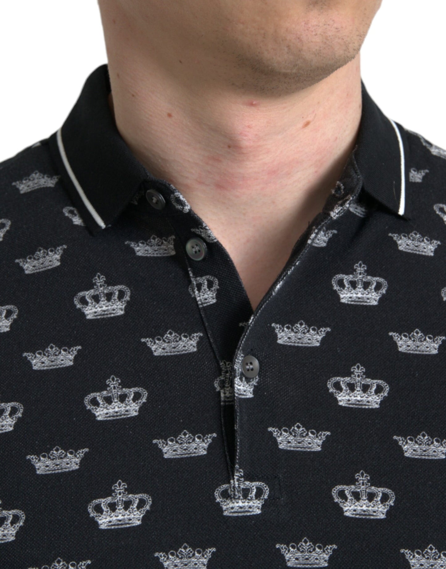 Dolce & Gabbana Black Crown Collared Short Sleeve T-shirt