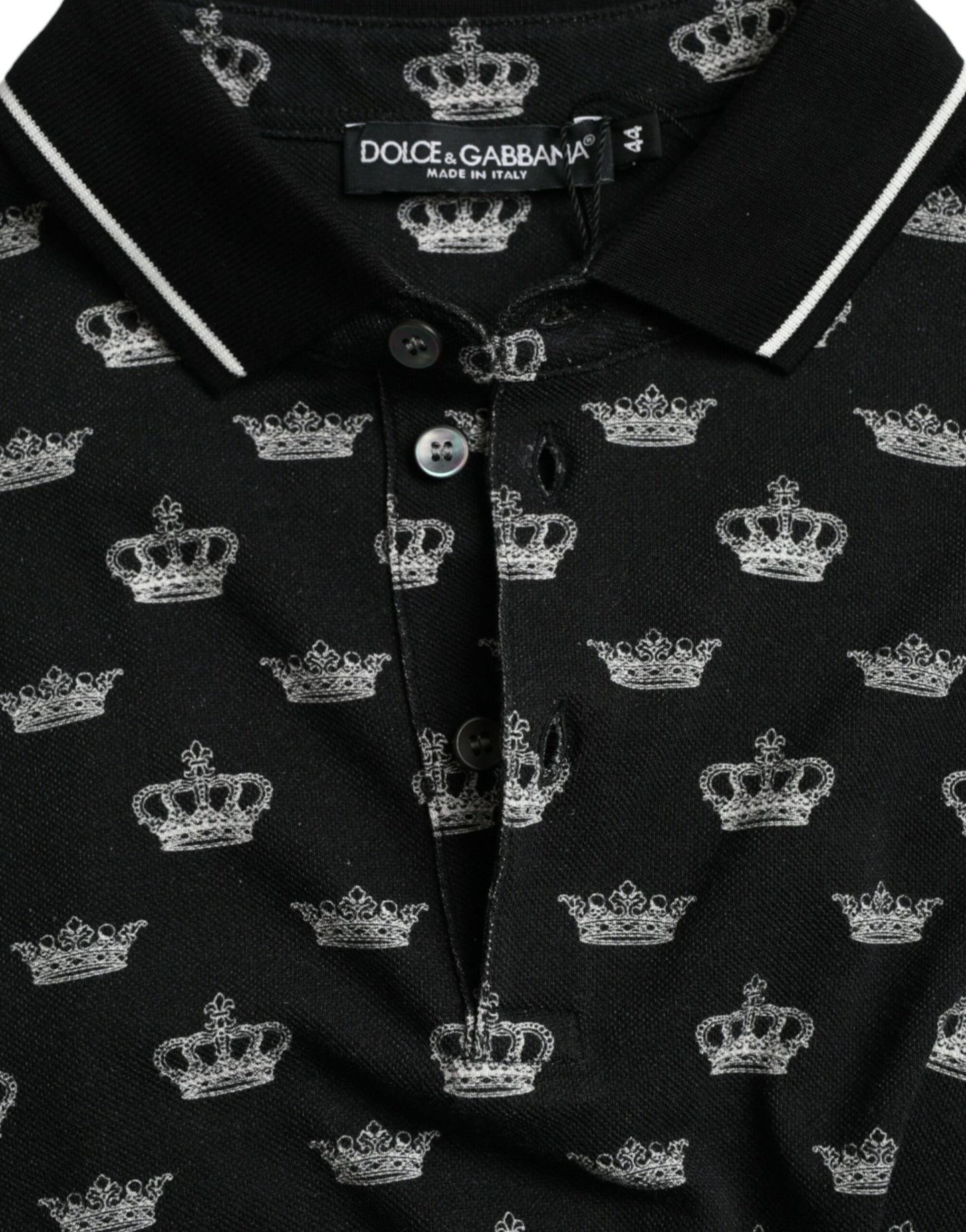 Dolce & Gabbana Black Crown Collared Short Sleeve T-shirt