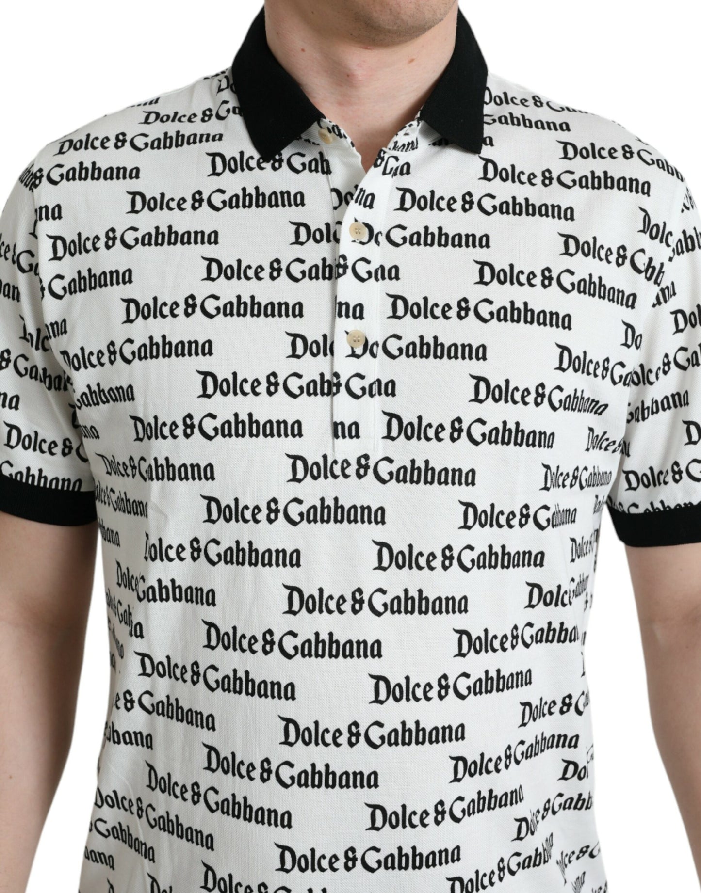 Dolce & Gabbana White Logo Collared Short Sleeve T-shirt