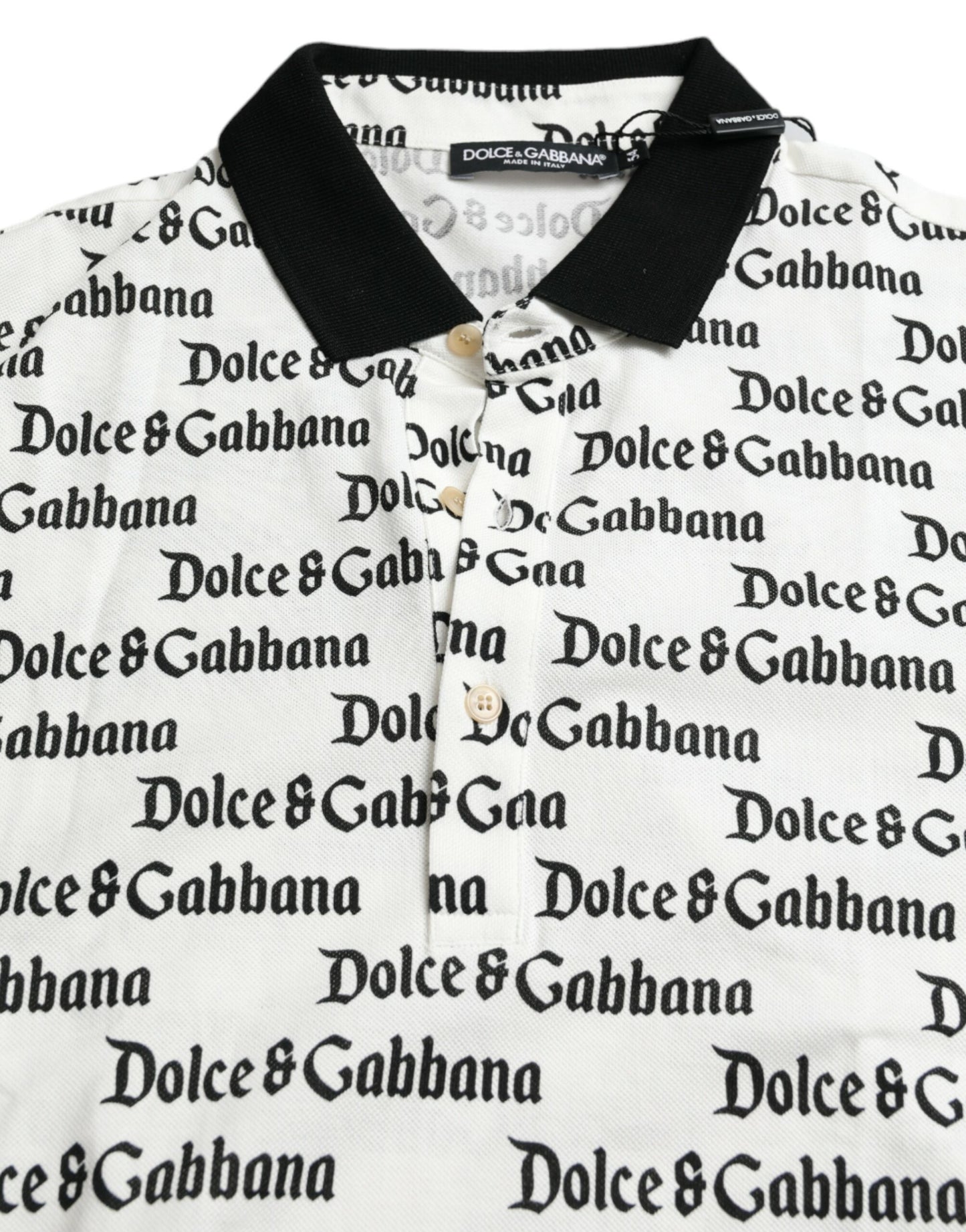 Dolce & Gabbana White Logo Collared Short Sleeve T-shirt