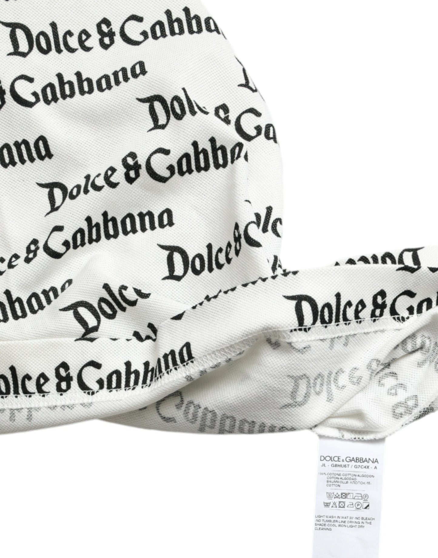 Dolce & Gabbana White Logo Collared Short Sleeve T-shirt