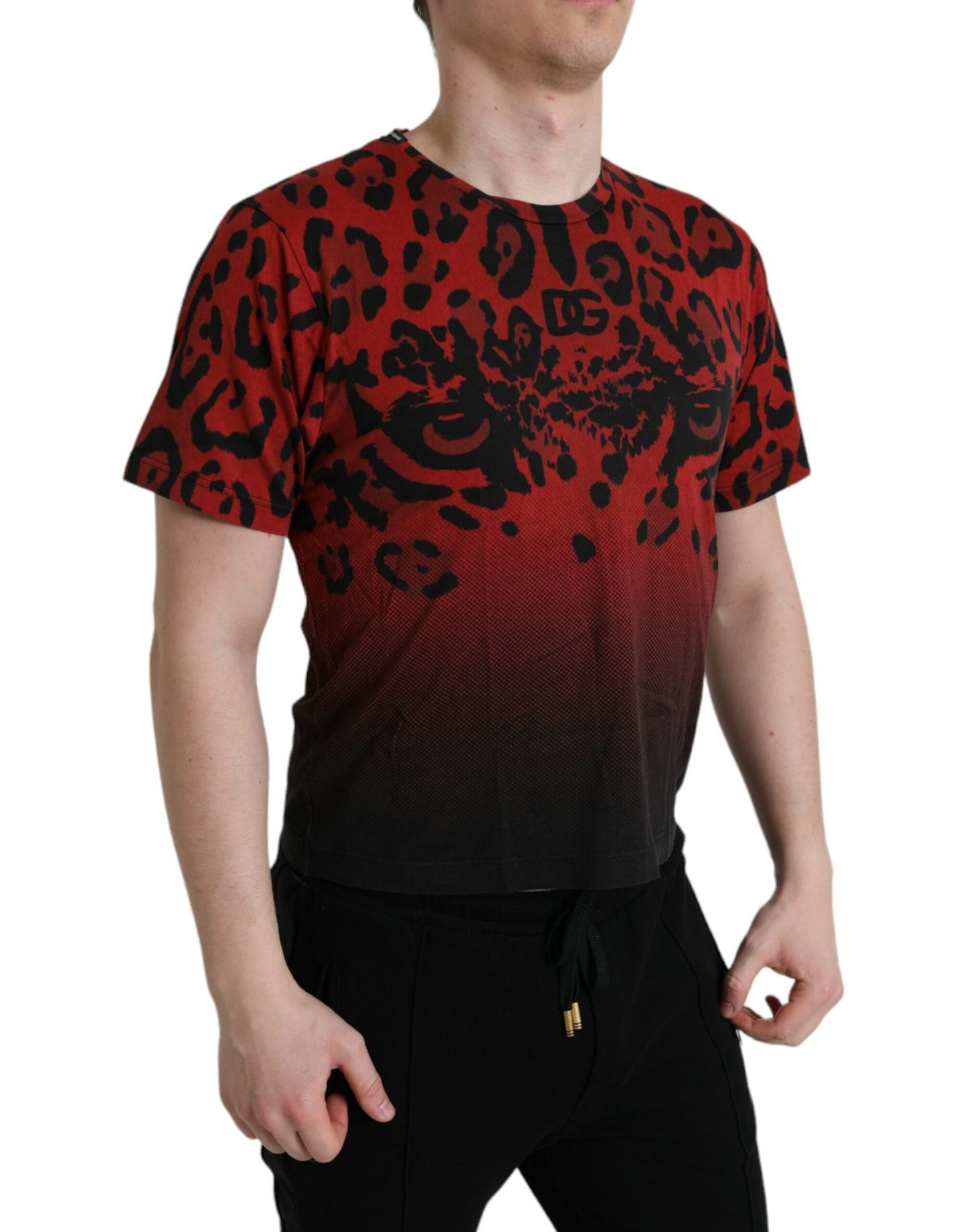 Dolce & Gabbana Red Leopard Cotton Short Sleeves T-shirt