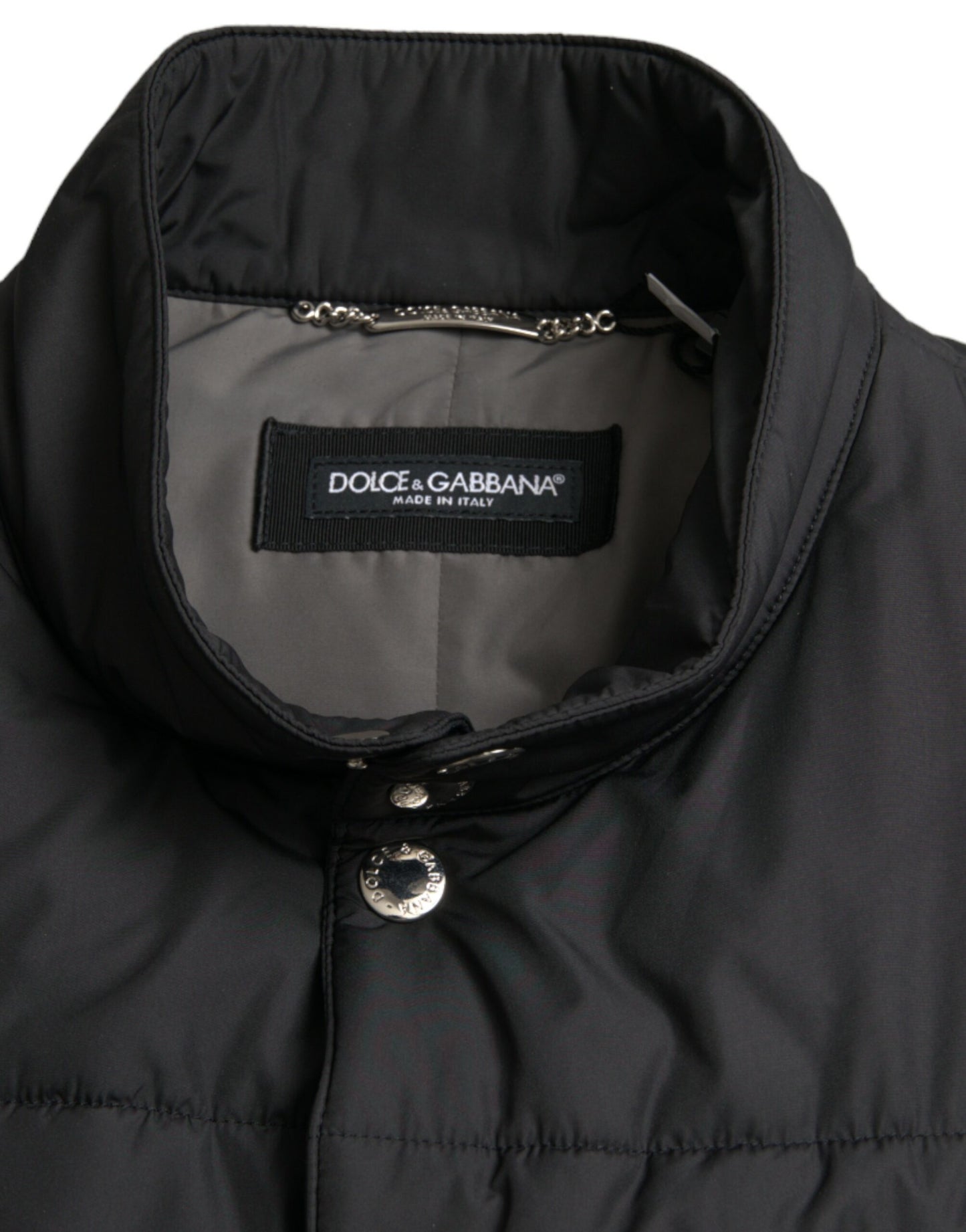 Dolce & Gabbana Black Polyester Padded Vest Logo Jacket