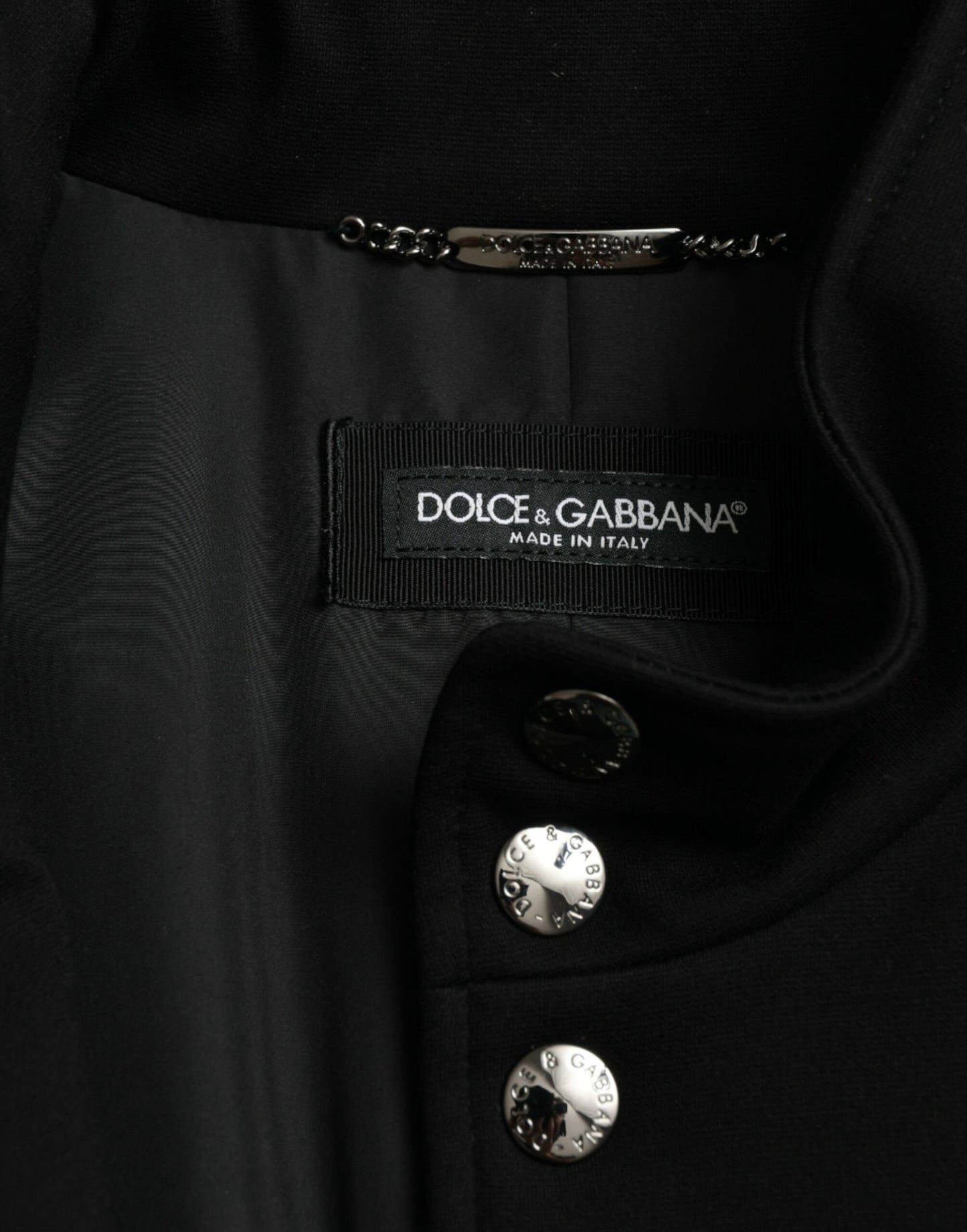 Dolce & Gabbana Black Rayon Buttoned Vest Logo Jacket