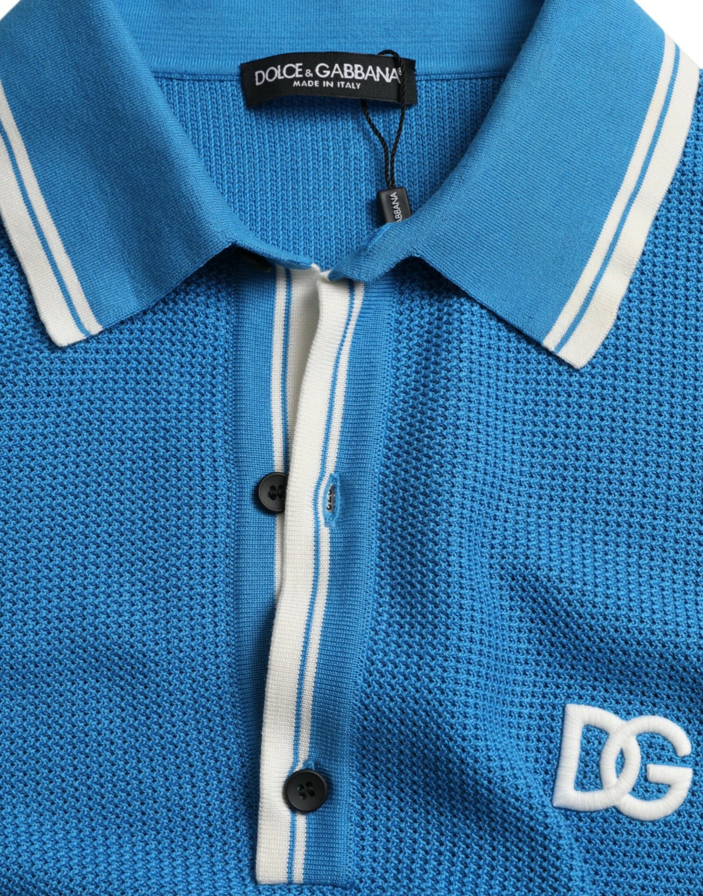 Dolce & Gabbana Blue Logo Collared Short Sleeve T-shirt