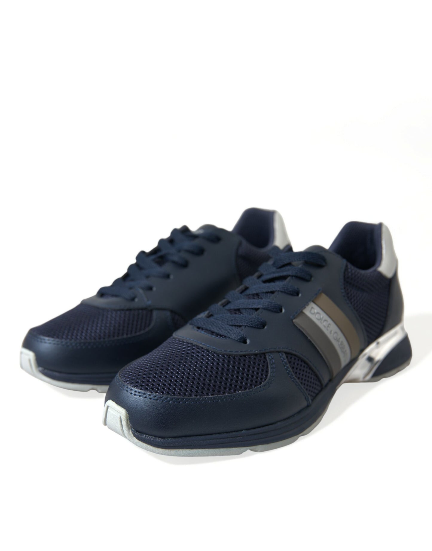 Dolce & Gabbana Blue Leather Low Top Sneakers Shoes