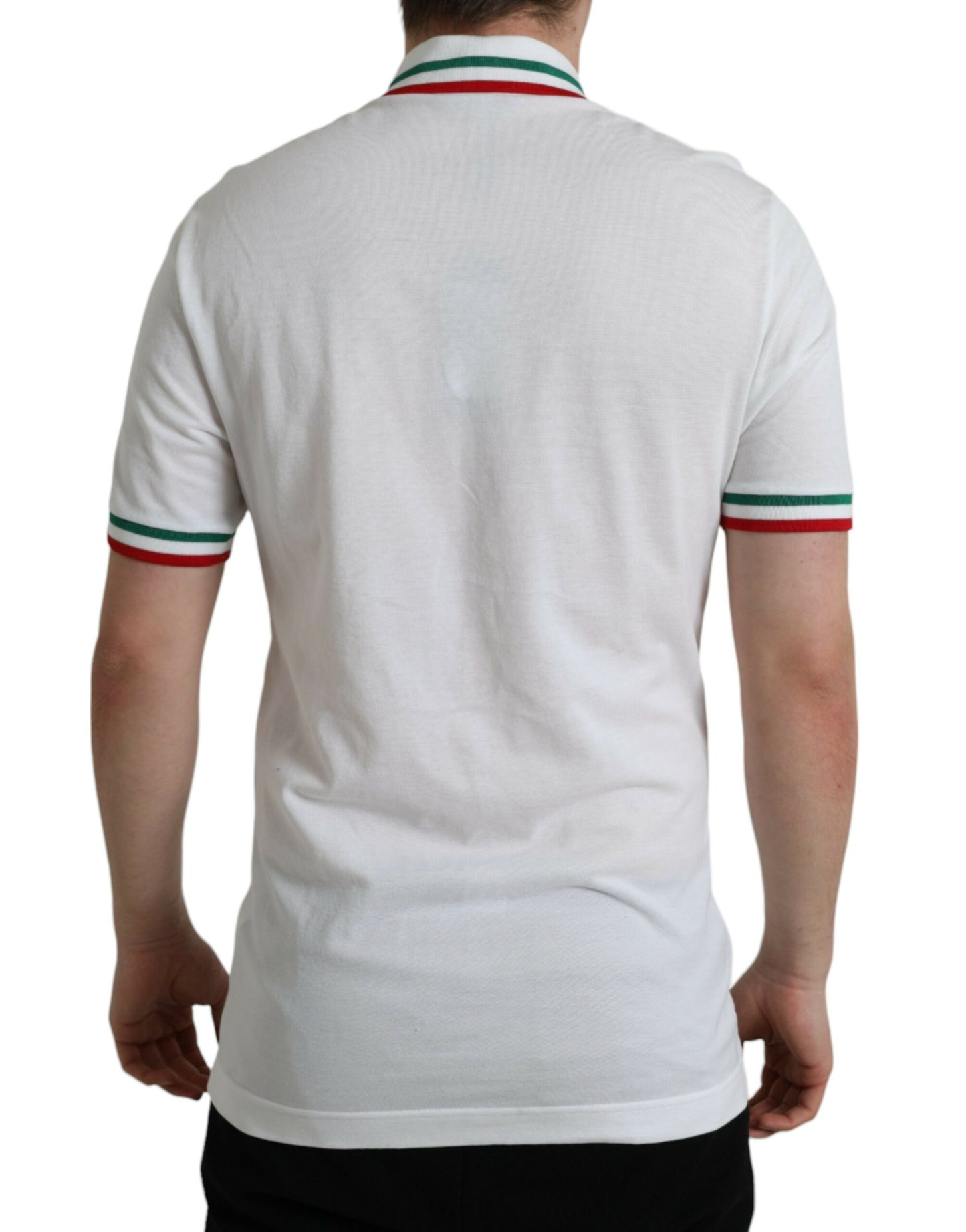 Dolce & Gabbana White Logo Collared Short Sleeve T-shirt