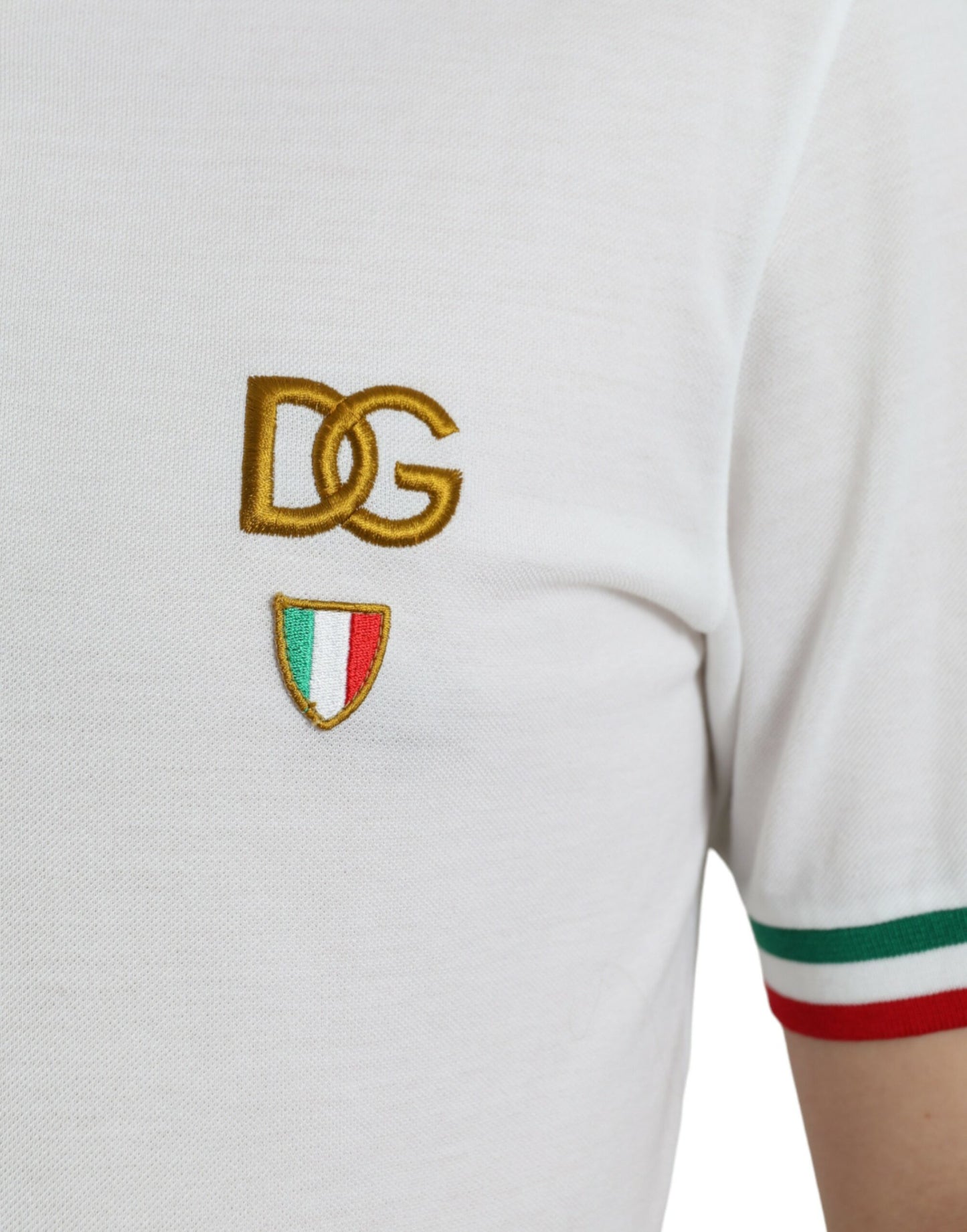 Dolce & Gabbana White Logo Collared Short Sleeve T-shirt