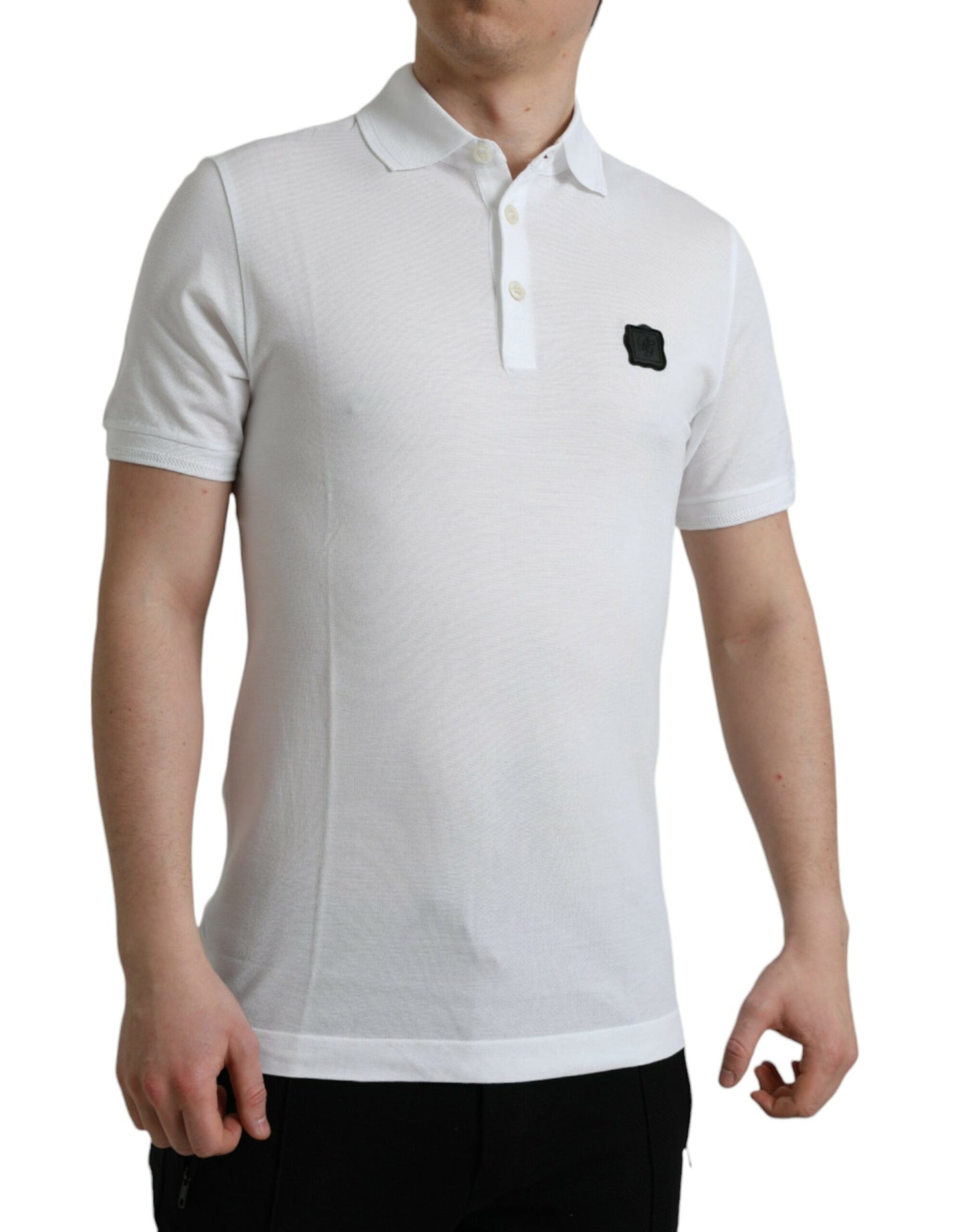 Dolce & Gabbana White Logo Collared Short Sleeve T-shirt