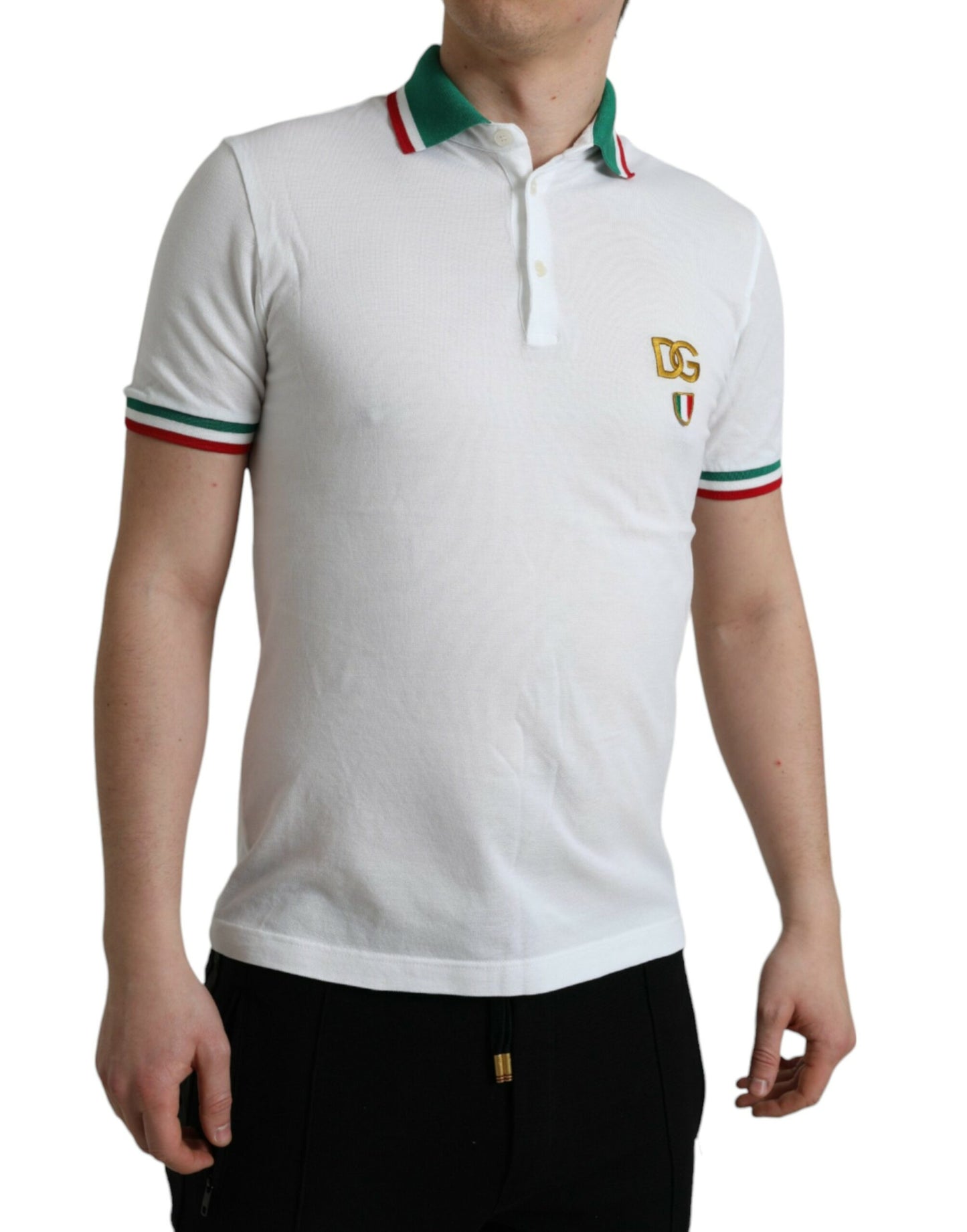 Dolce & Gabbana White Logo Collared Short Sleeve T-shirt