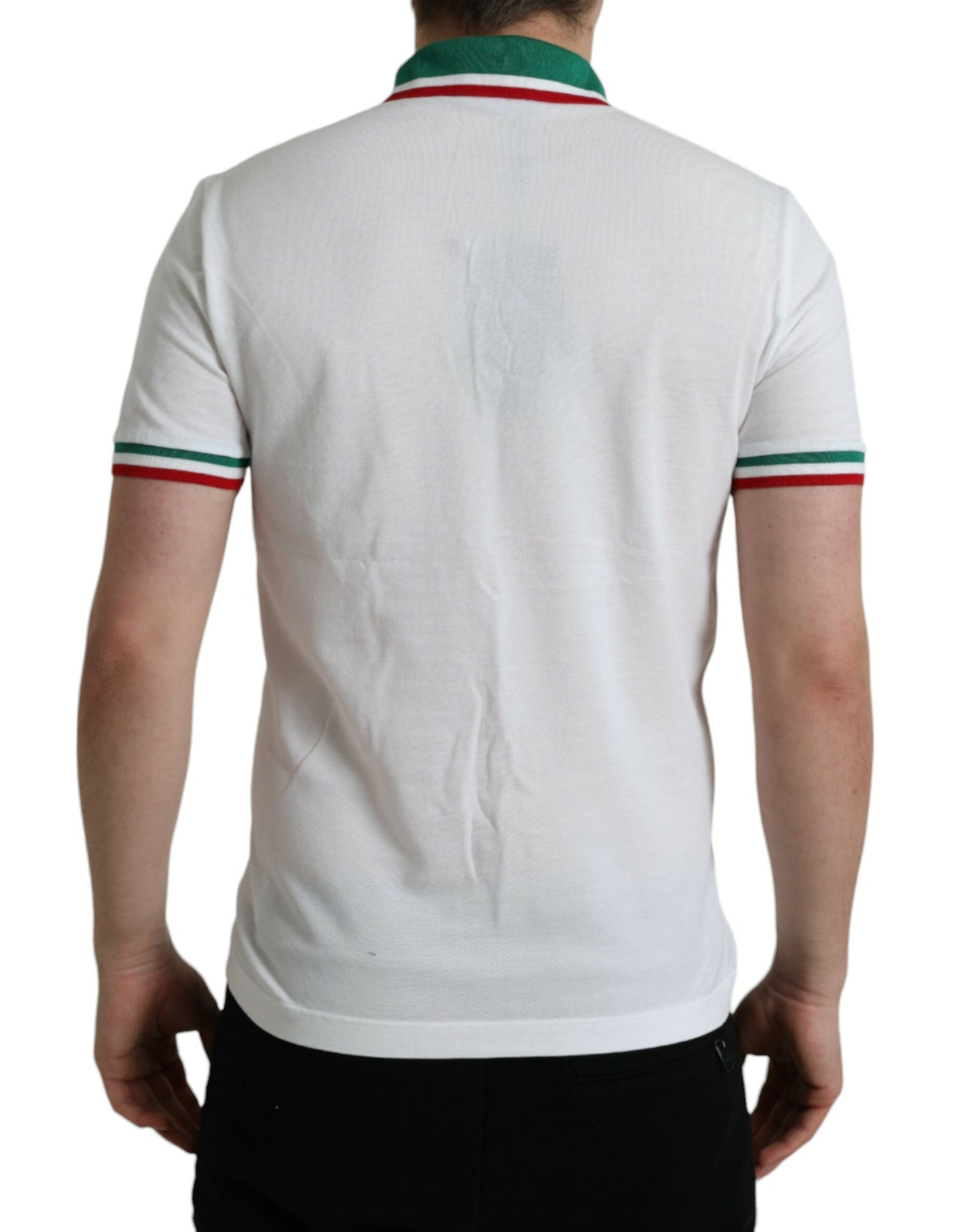 Dolce & Gabbana White Logo Collared Short Sleeve T-shirt