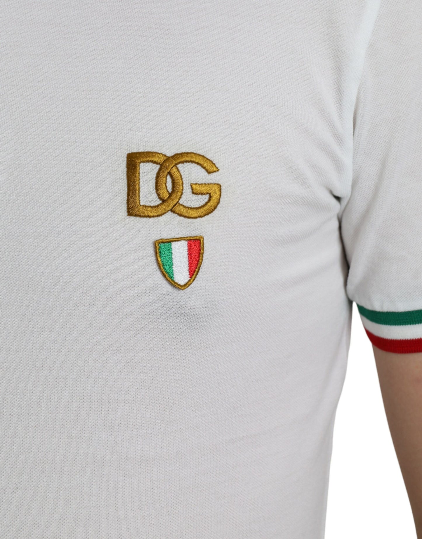 Dolce & Gabbana White Logo Collared Short Sleeve T-shirt