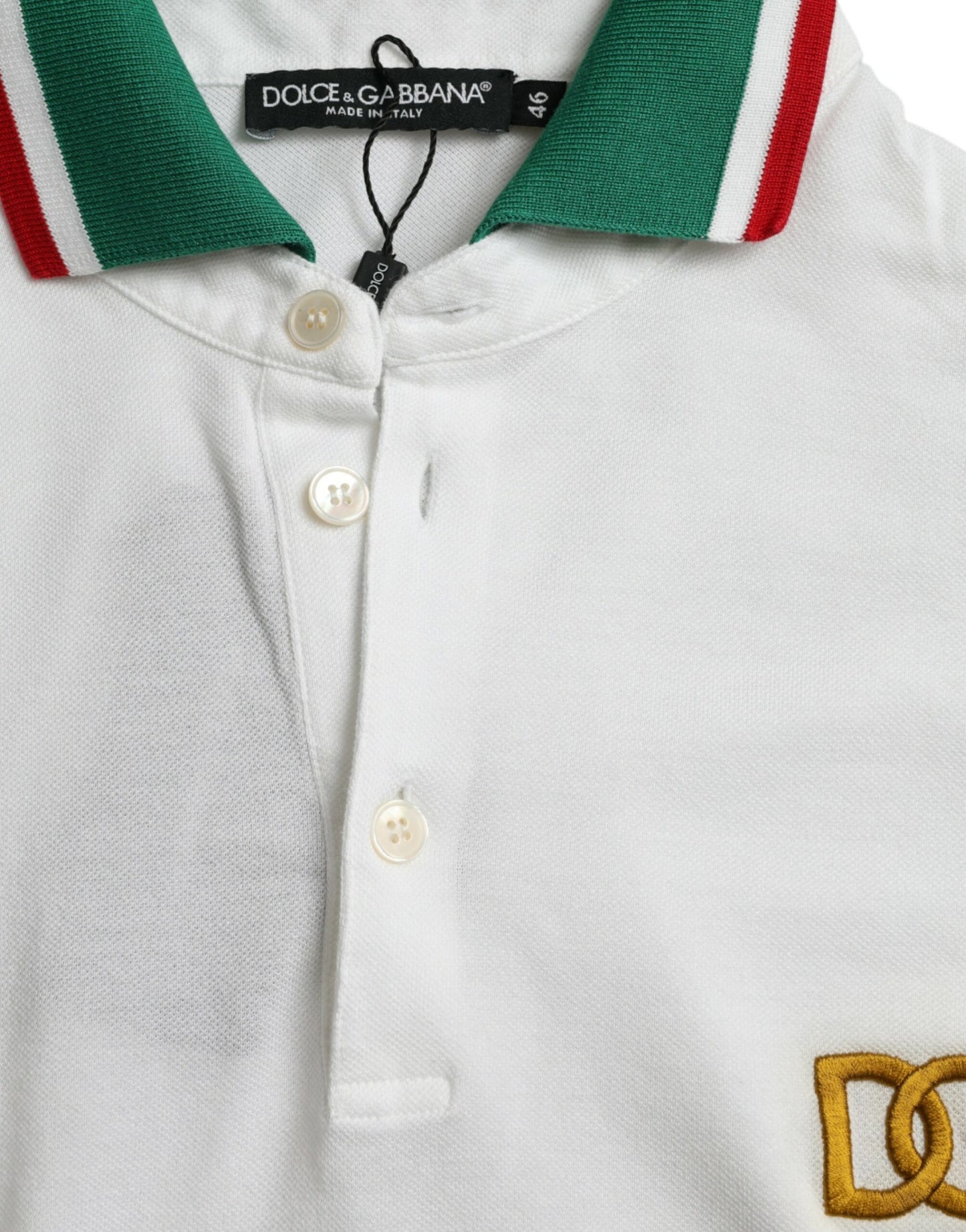 Dolce & Gabbana White Logo Collared Short Sleeve T-shirt