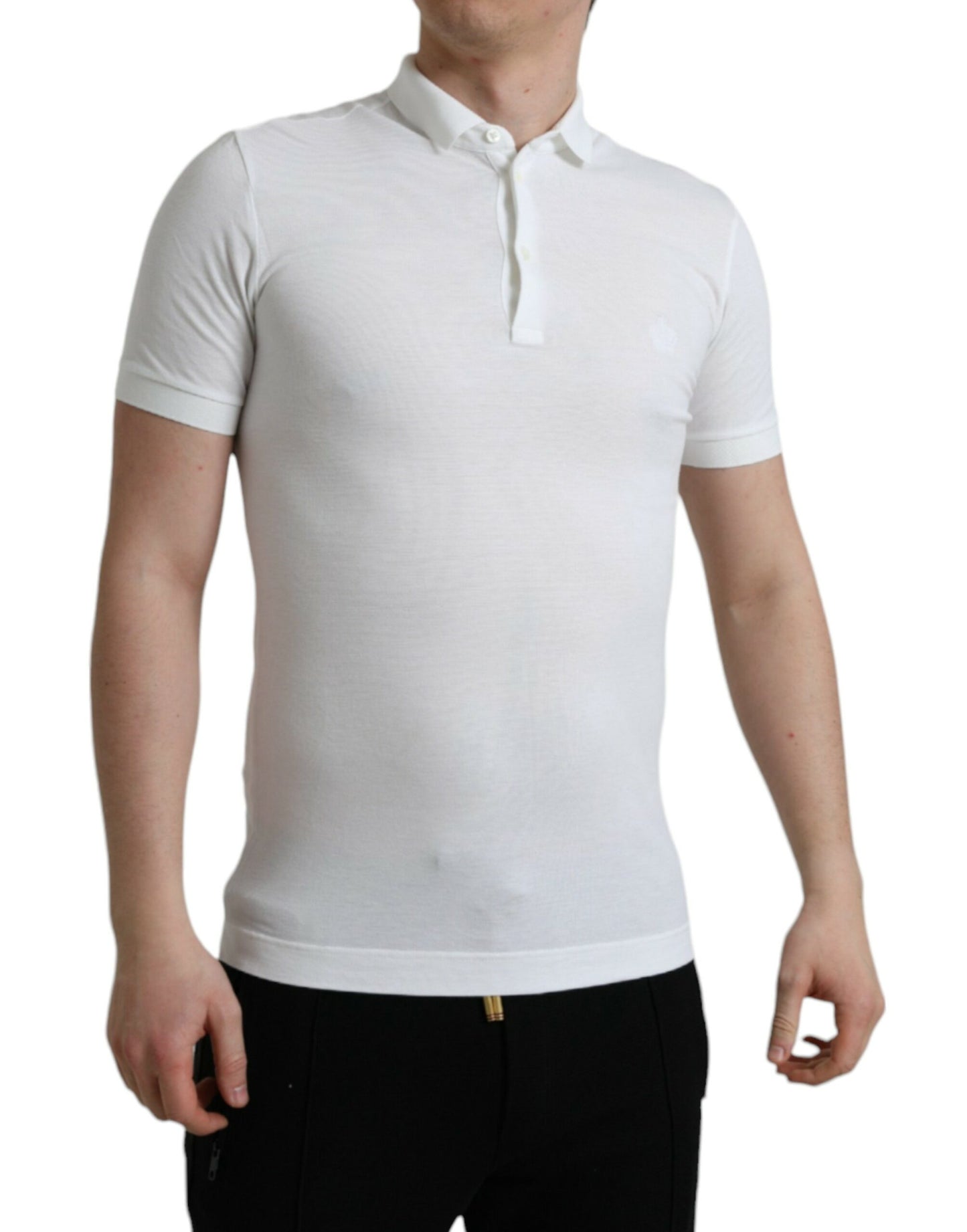 Dolce & Gabbana White Collared Short Sleeve Crown T-shirt