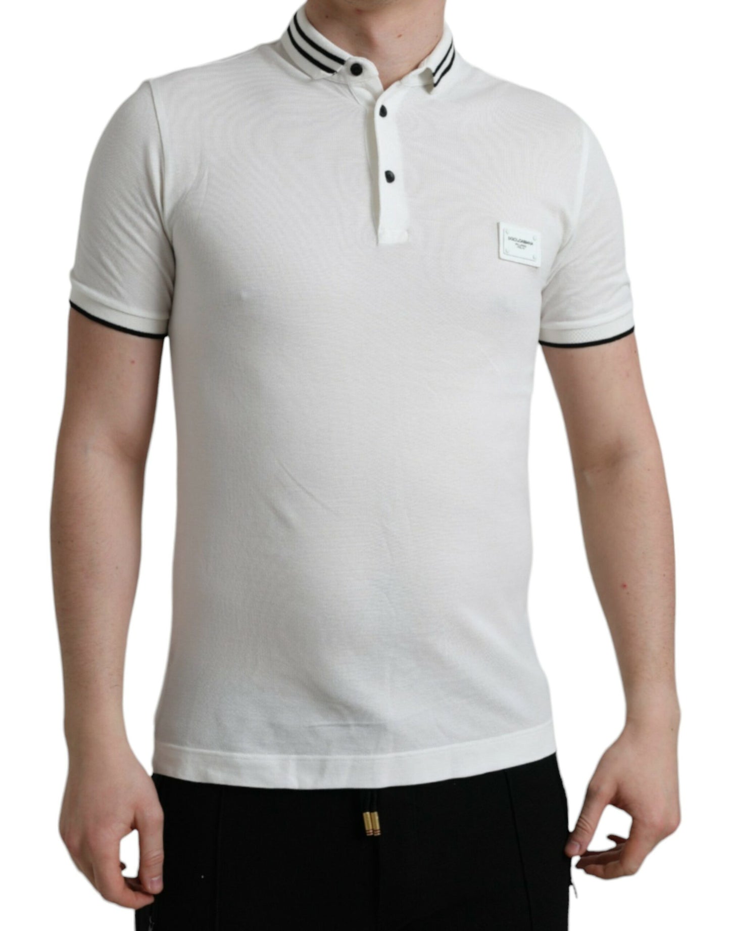 Dolce & Gabbana White Logo Collared Short Sleeve T-shirt