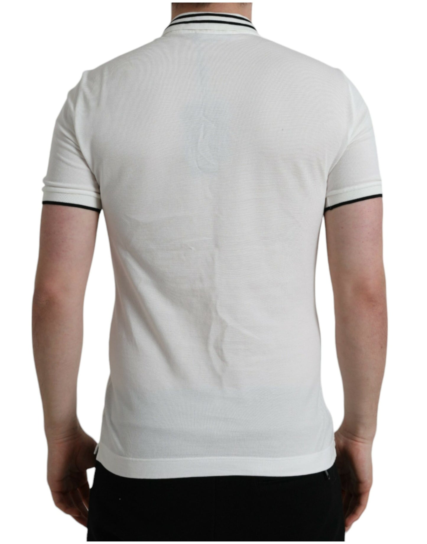 Dolce & Gabbana White Logo Collared Short Sleeve T-shirt