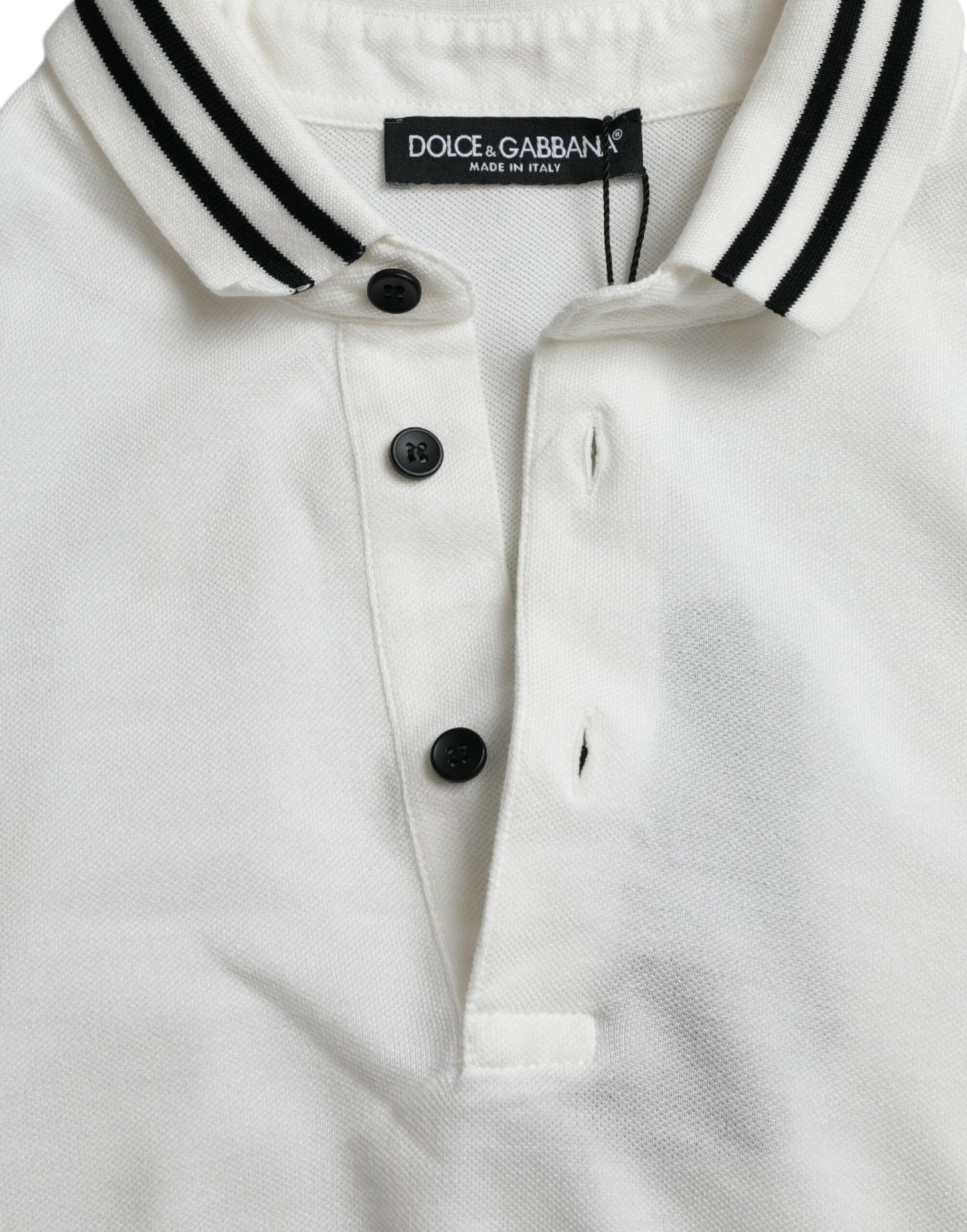 Dolce & Gabbana White Logo Collared Short Sleeve T-shirt