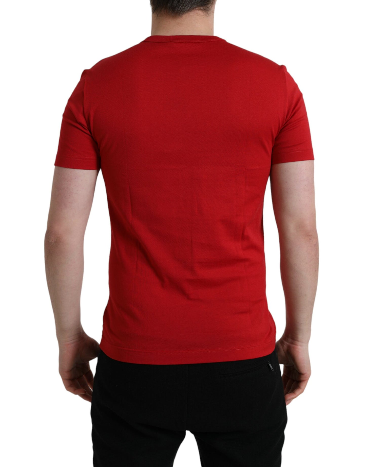 Dolce & Gabbana Red Logo Plaque ShortSleeve Crewneck T-shirt