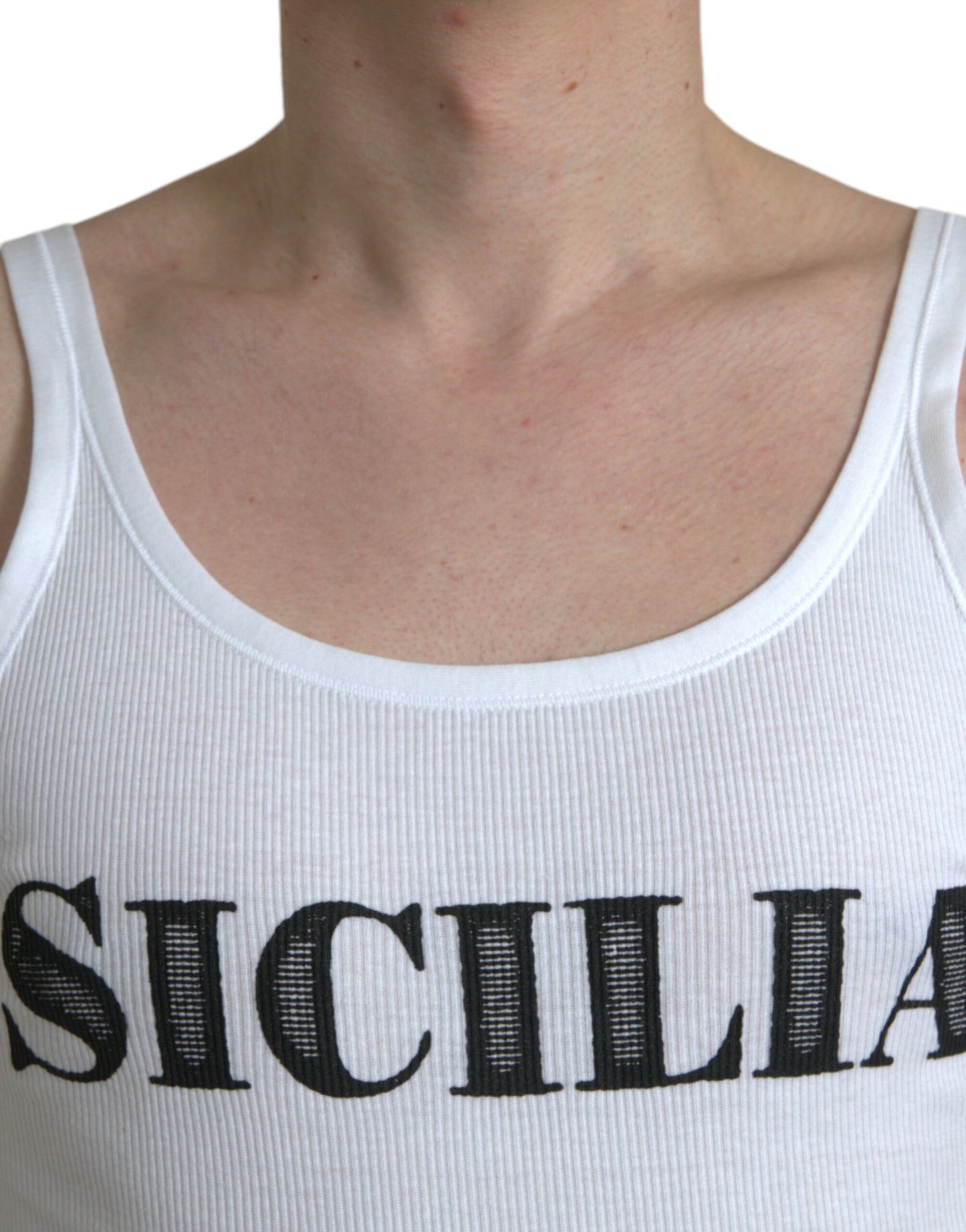 Dolce & Gabbana White Sicilia Cotton Sleeveless Tank T-shirt