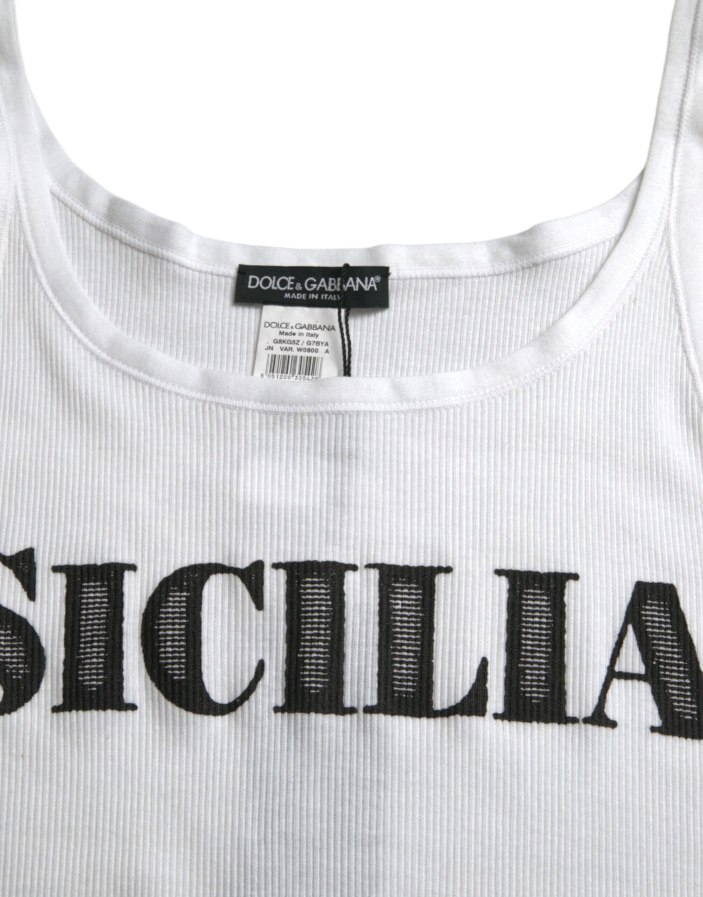 Dolce & Gabbana White Sicilia Cotton Sleeveless Tank T-shirt