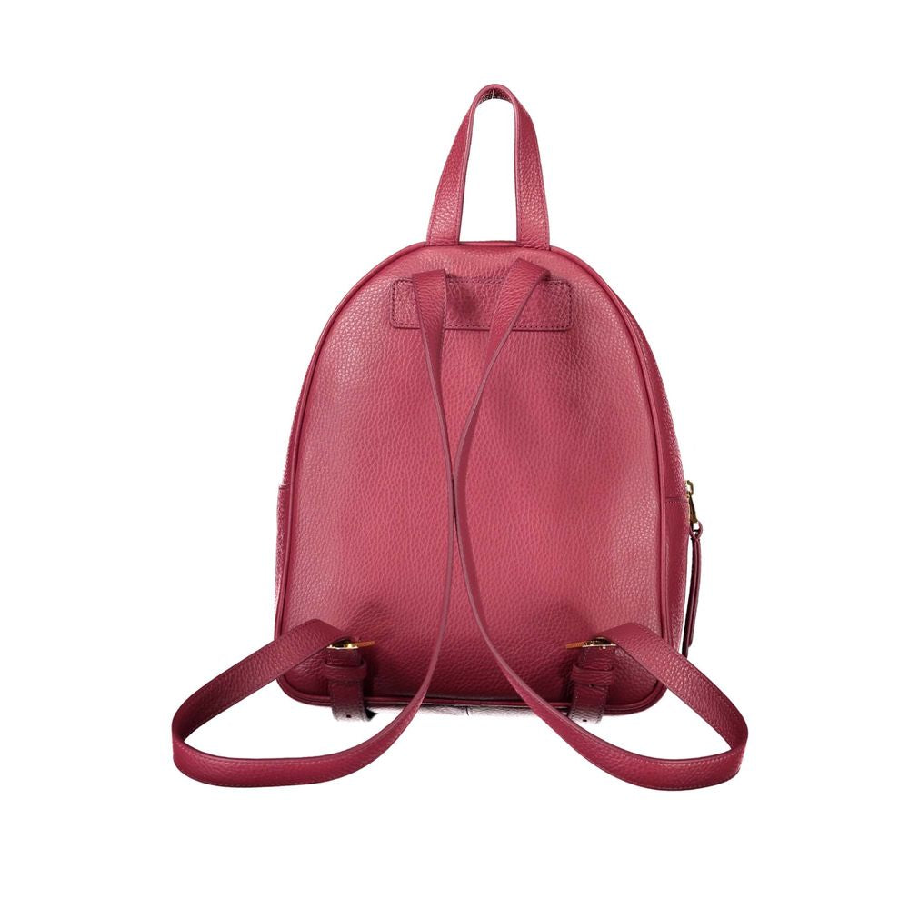 Coccinelle Chic Pink Leather Backpack with Logo Detail