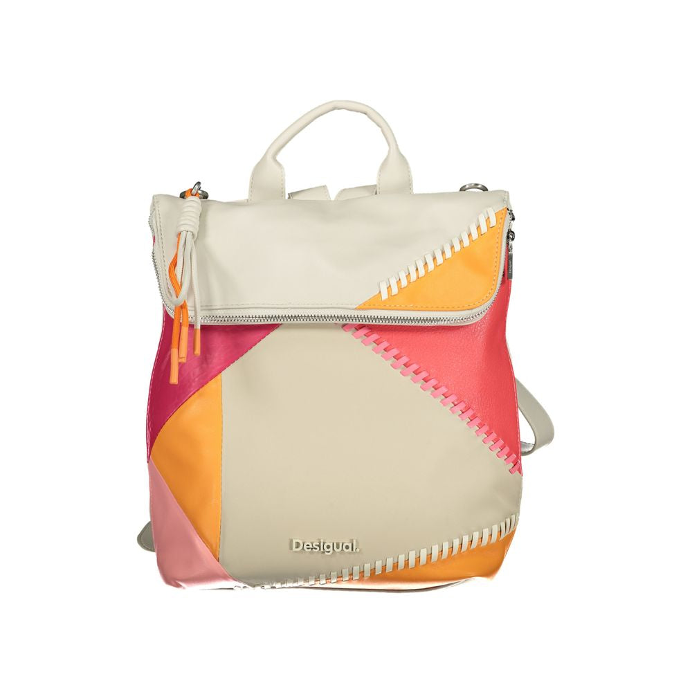 Desigual Chic White Backpack with Contrasting Details