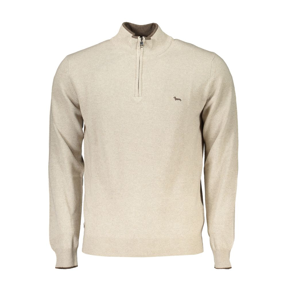 Harmont & Blaine Beige Half-Zip Sweater with Embroidery Detail