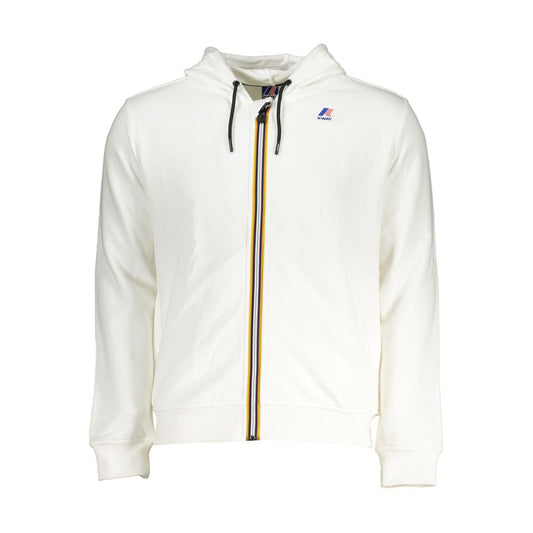 K-WAY White Hooded Zip Sweater with Contrast Details