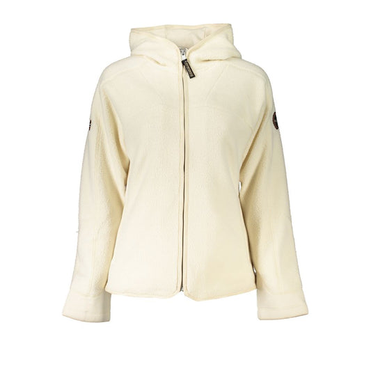 Napapijri Chic White Hooded Jacket with Elegant Embroidery