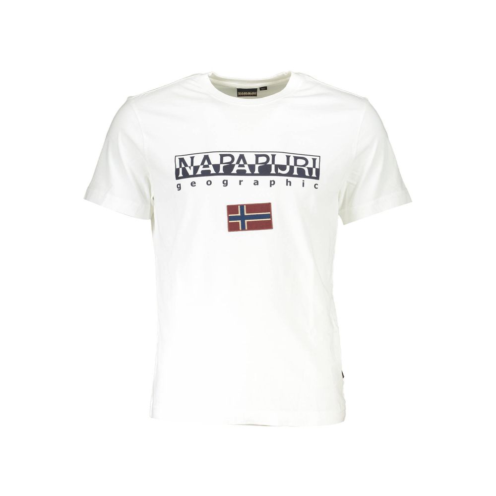 Napapijri Chic White Cotton Tee with Logo Accent