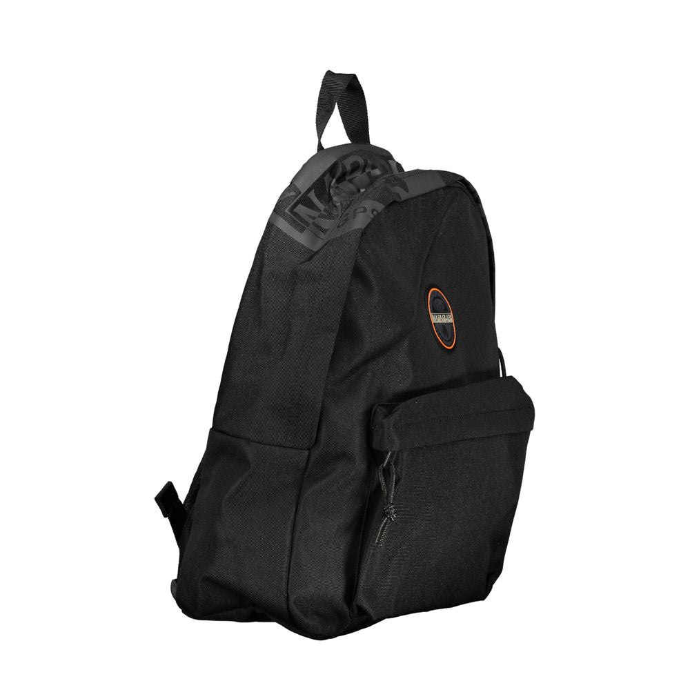 Napapijri Sleek Black Cotton Backpack with Contrasting Details