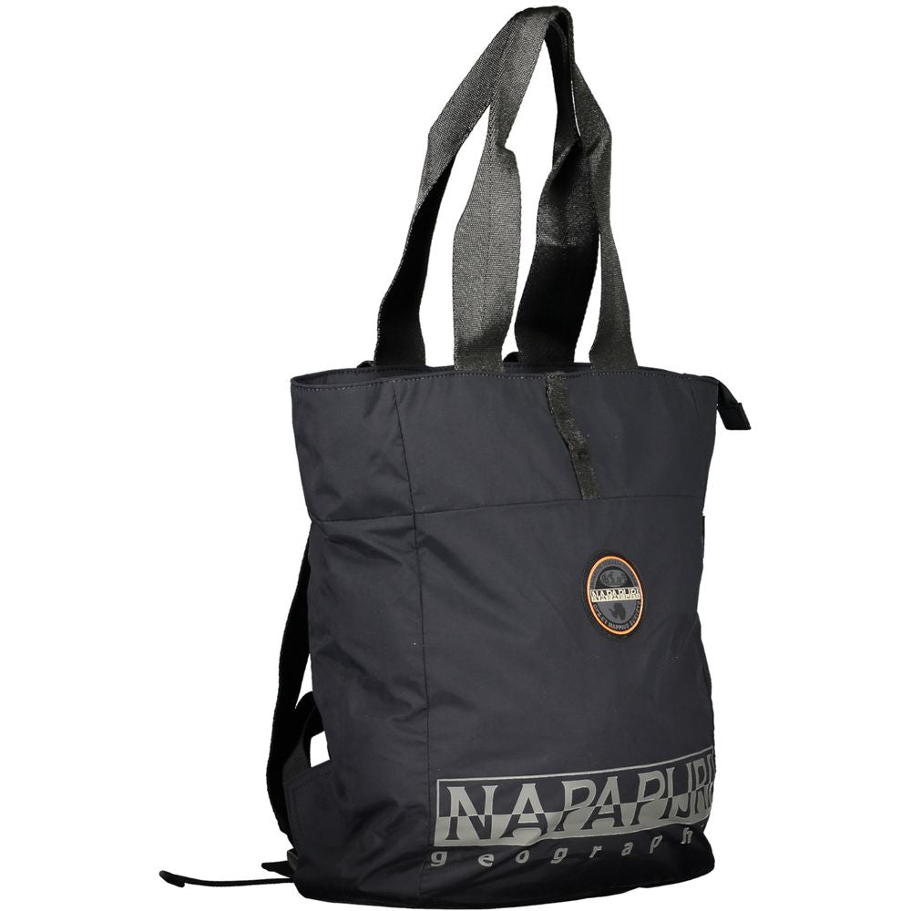 Napapijri Chic Black Cotton Backpack with Contrasting Details