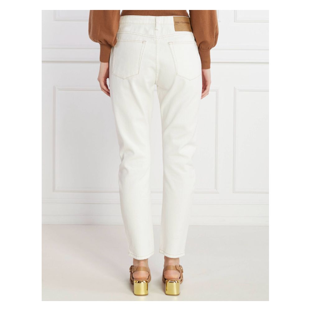 One Teaspoon Chic White Distressed Cotton Trousers