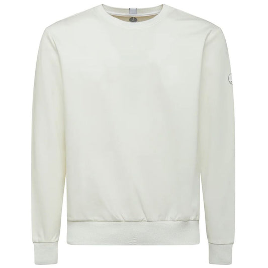 People Of Shibuya Chic White Tech Fabric Crewneck Sweater