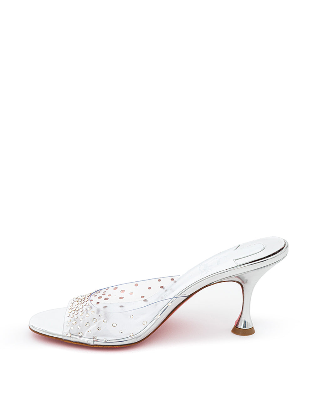 Christian Louboutin Crystal Embellished Silver Mules