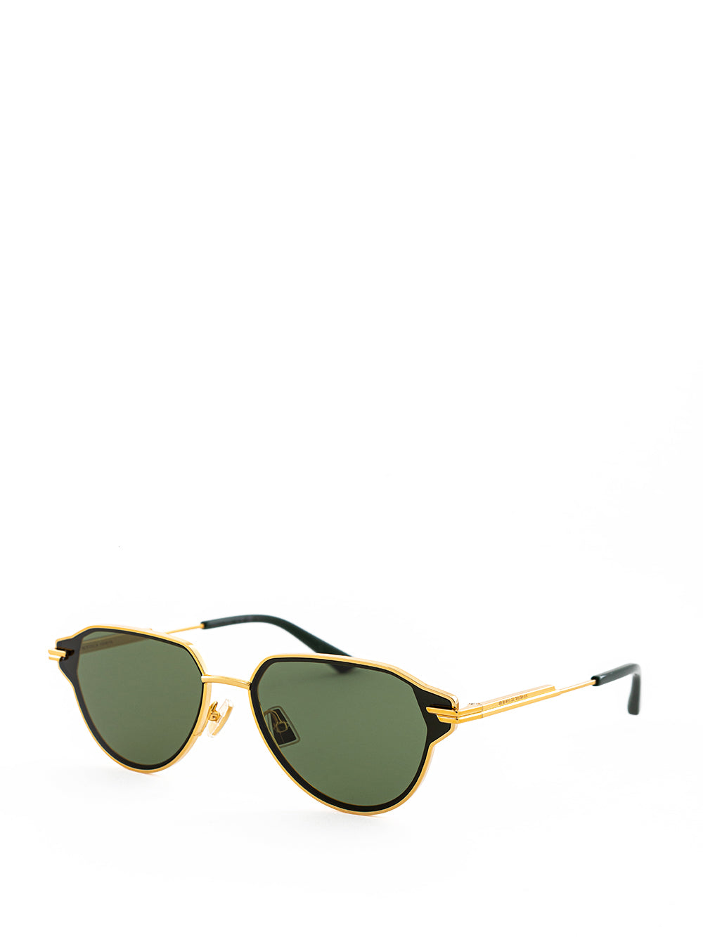 Bottega Veneta Elegant Golden Metal Sunglasses with Green Lens