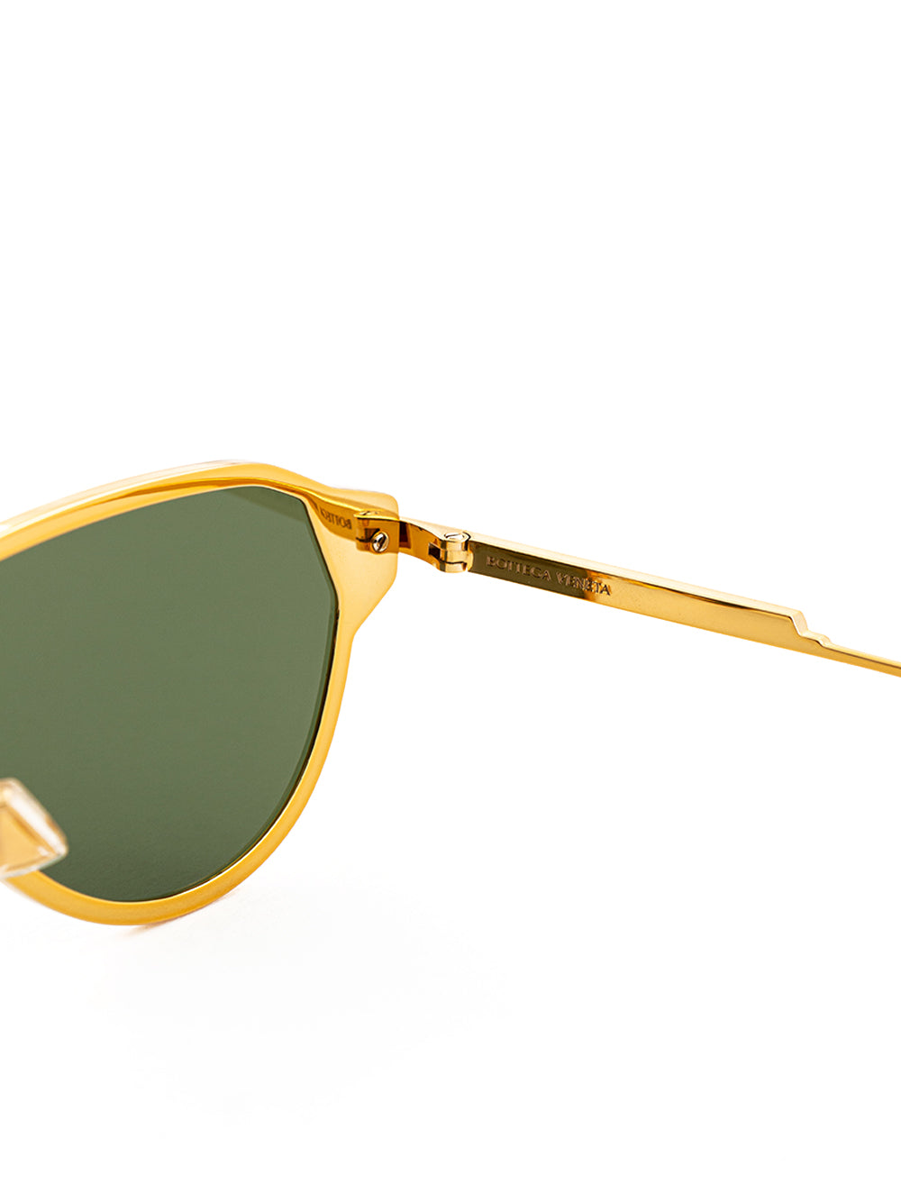 Bottega Veneta Elegant Golden Metal Sunglasses with Green Lens