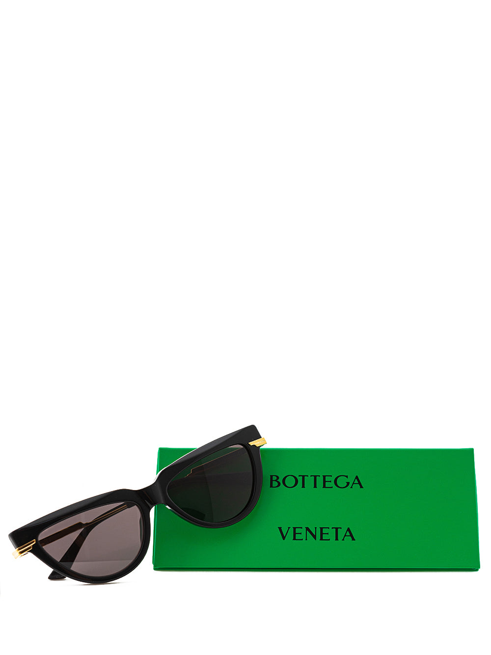 Bottega Veneta Elegant Black Sunglasses with Gold Accents