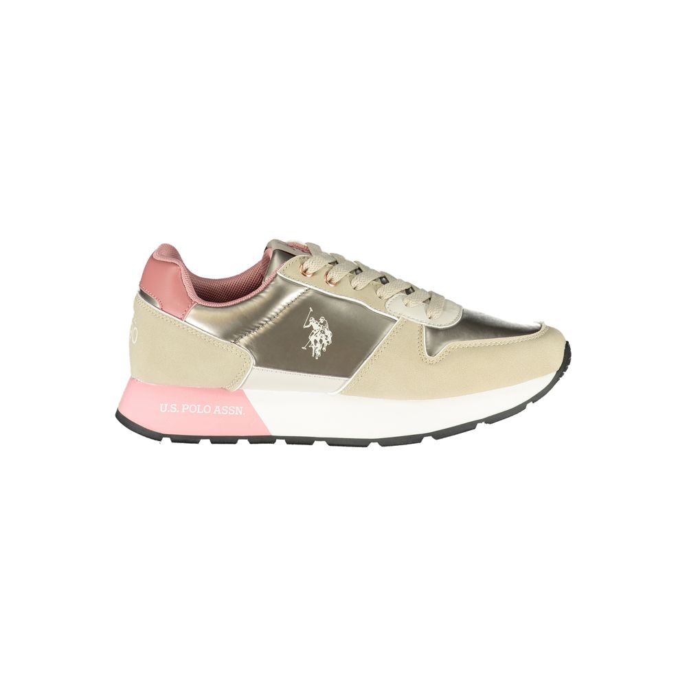 U.S. POLO ASSN. Chic Beige Lace-Up Sneakers with Logo Detail