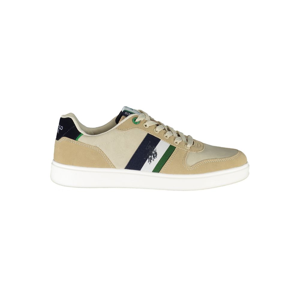 U.S. POLO ASSN. Beige Lace-Up Sneakers with Striking Detail