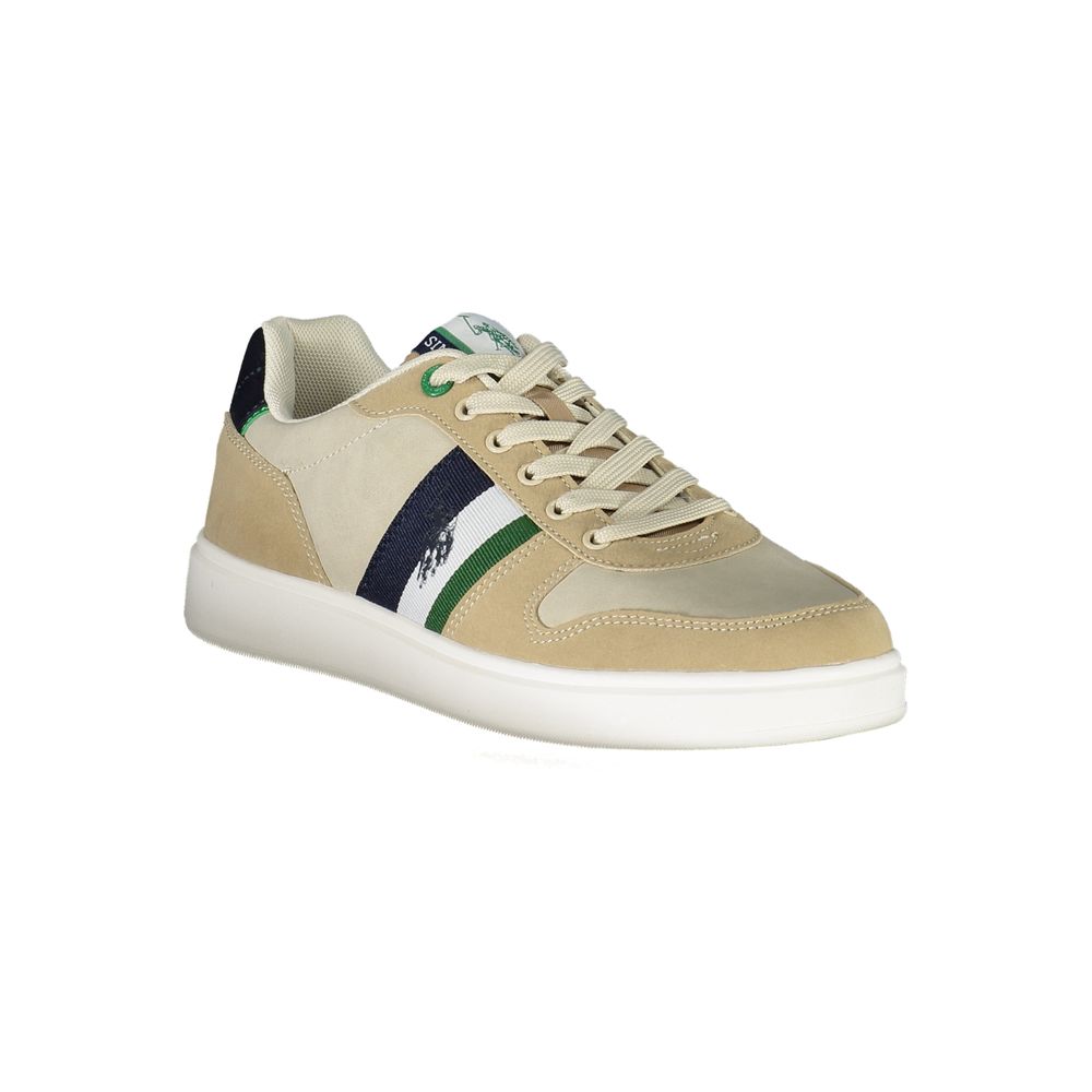 U.S. POLO ASSN. Beige Lace-Up Sneakers with Striking Detail