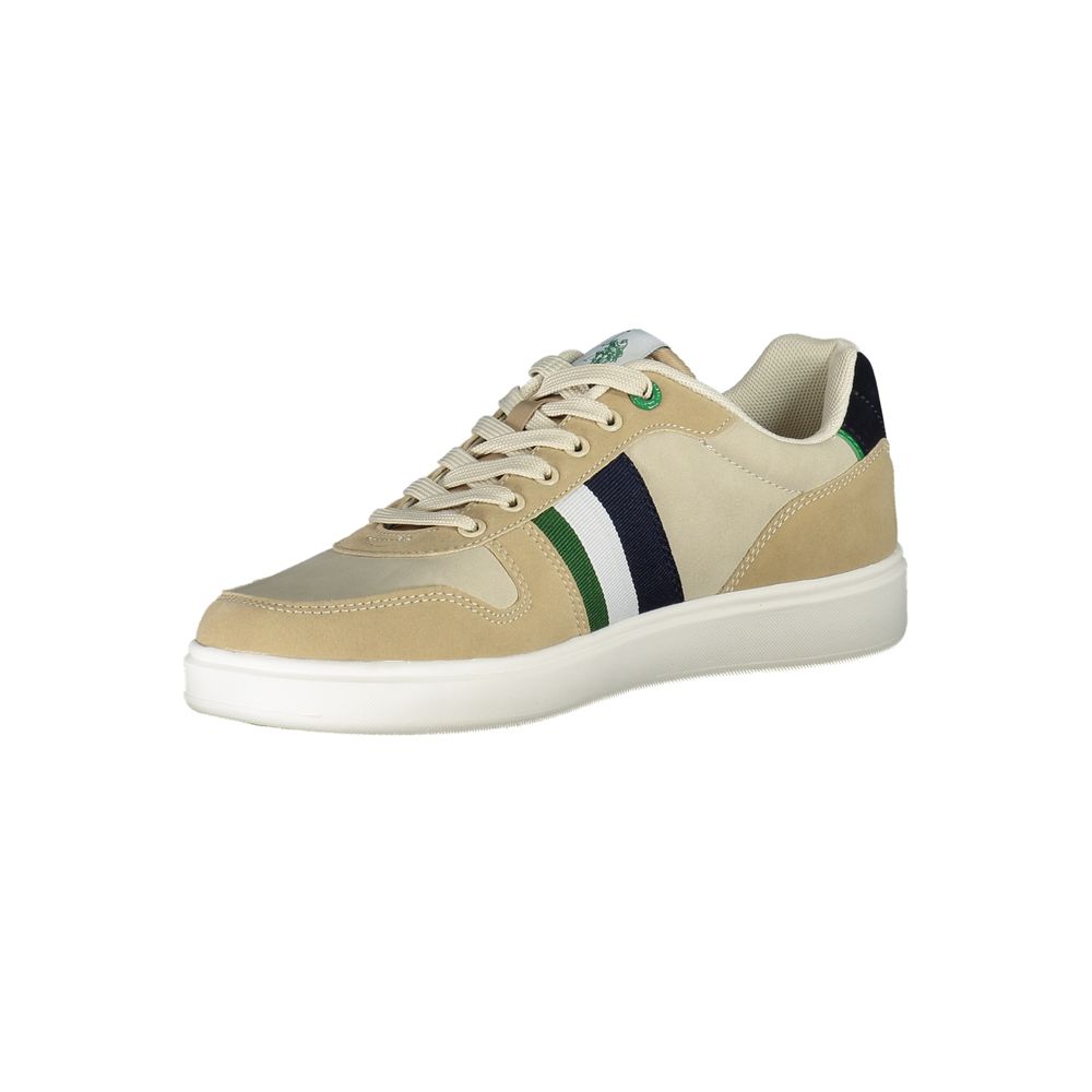 U.S. POLO ASSN. Beige Lace-Up Sneakers with Striking Detail