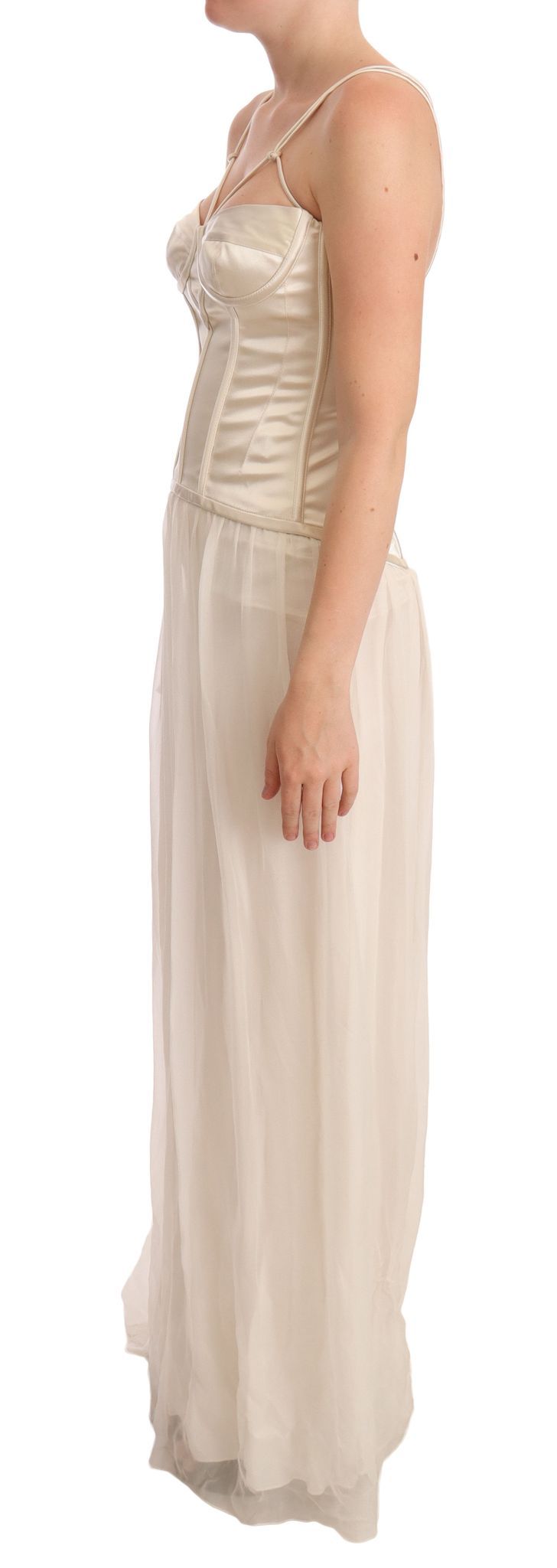 Dolce & Gabbana Elegant Off White Silk Blend Long Gown