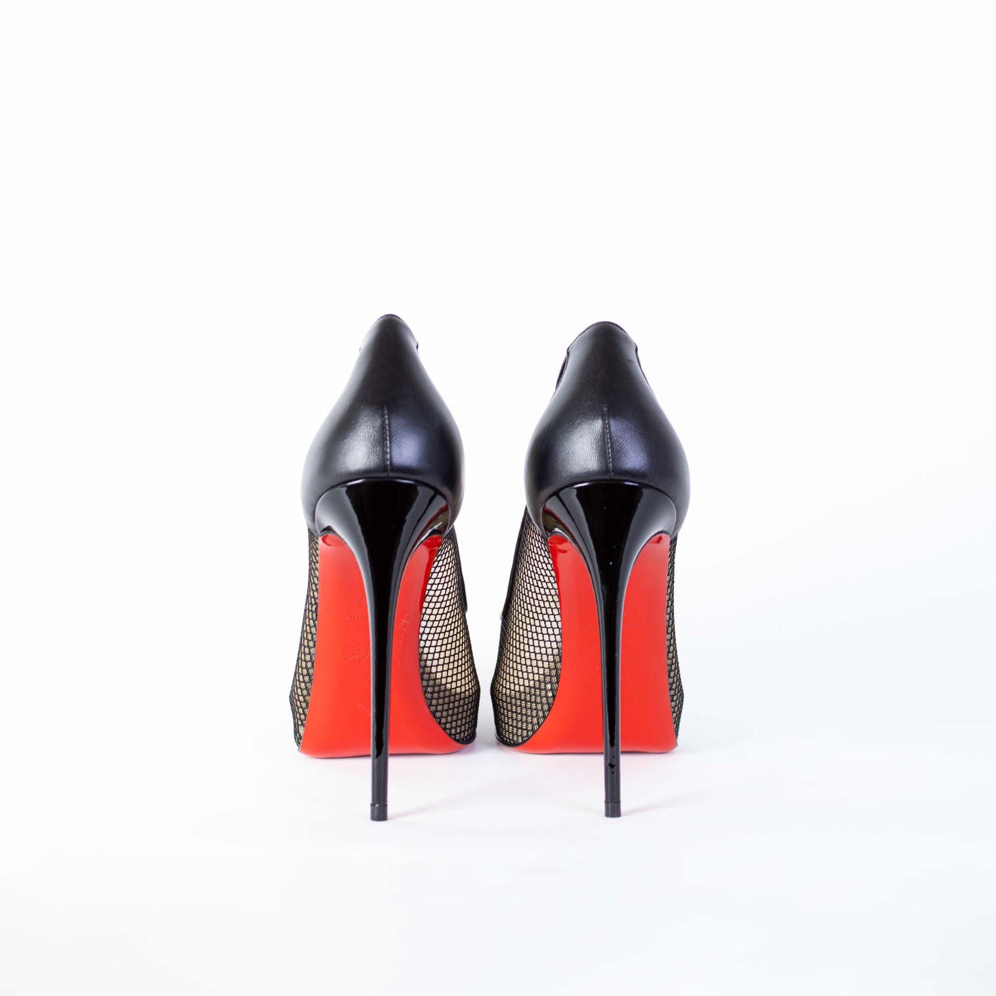 Christian Louboutin Elegant Black Mesh Leather Pumps