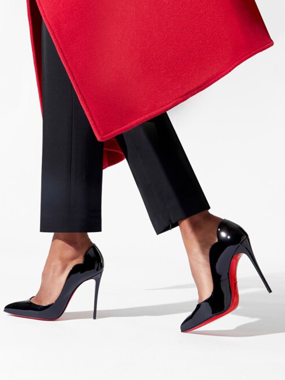 Christian Louboutin Elegant Black Leather Heels with Iconic Red Sole