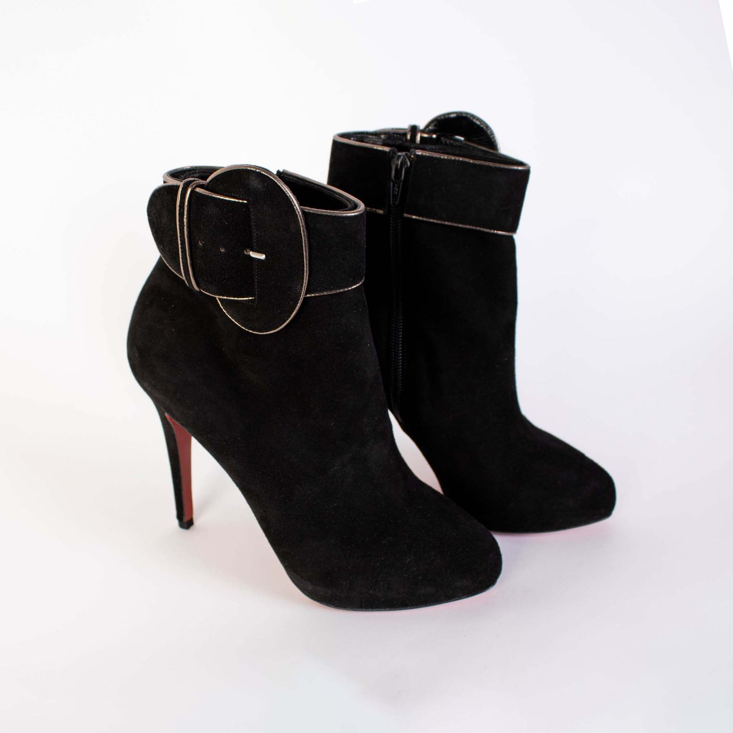 Christian Louboutin Elegant Suede Ankle Boots with Stiletto Heel